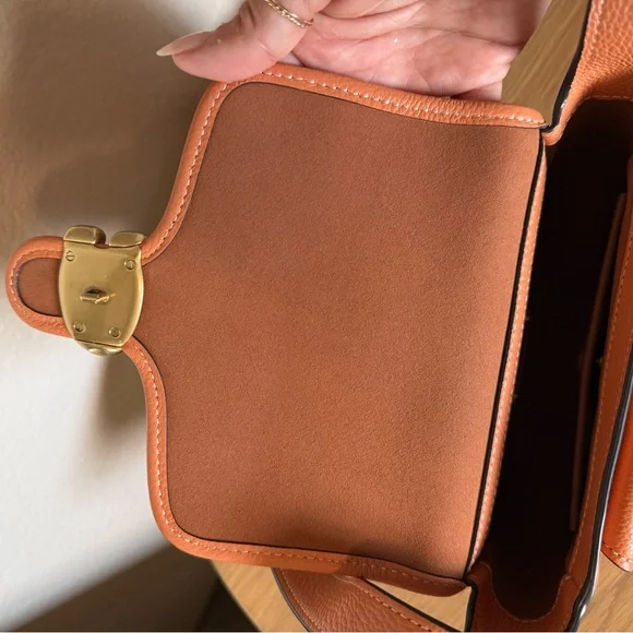 Coach Tabby Pebbled Leather Messenger 19 Faded Orange Crossbody Bag - Picture 7 of 16